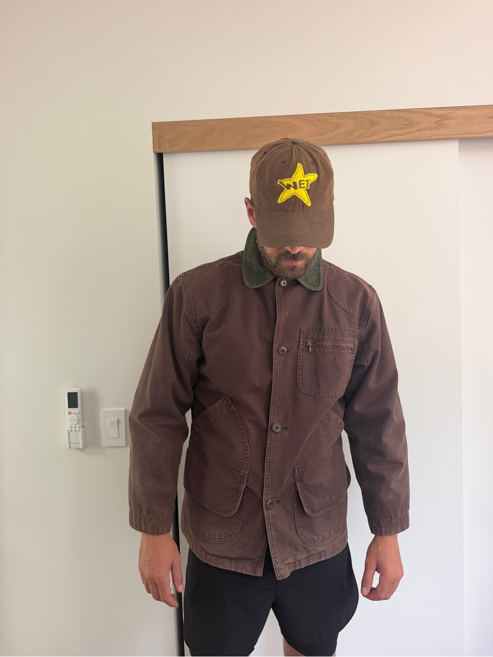 L.L. Bean Brown Field Jacket with Green Corduroy Collar